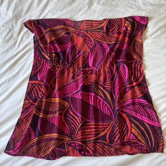 Old Navy Swimsuit Beach Cover Up Orange and Pink Leaves Tunic Pull Over size S - Picture 5 of 5